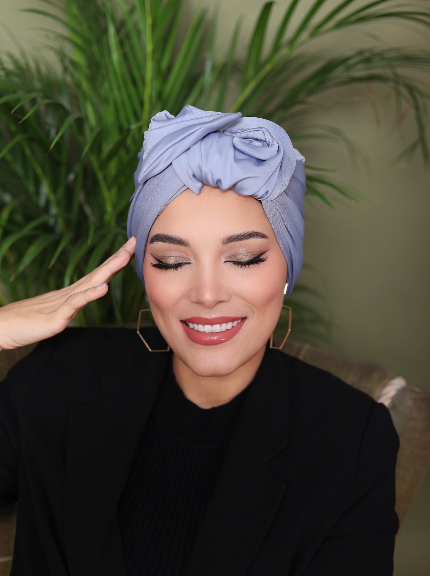 Baby blue Comfit turban à nouer