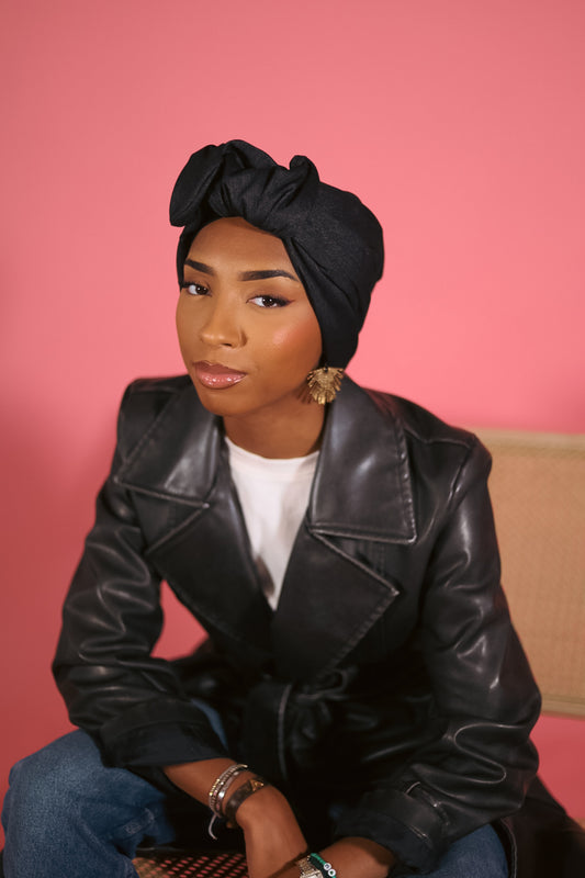 Dark jean turban à nouer