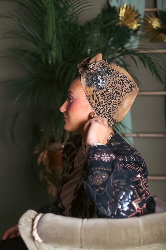 Leopard camel turban à nouer