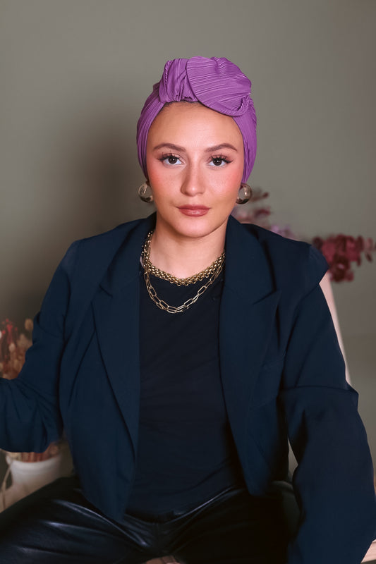 Hot purple Lycra turban à nouer