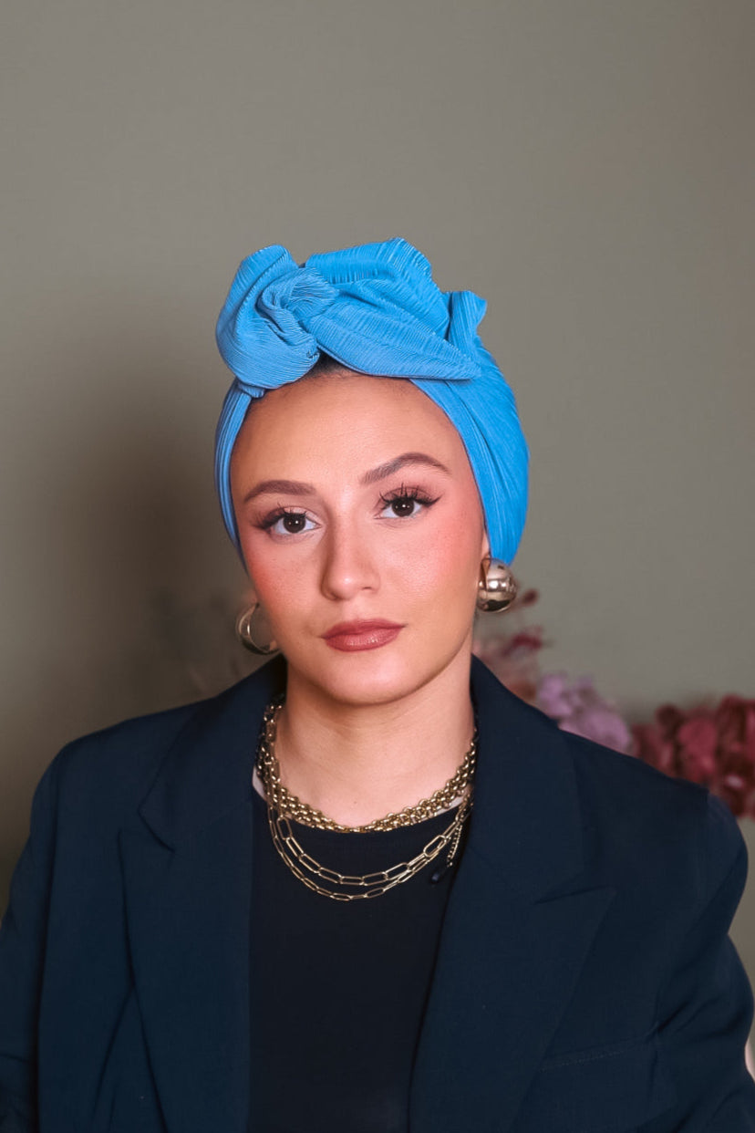 Blue Hawaï Lycra turban à nouer